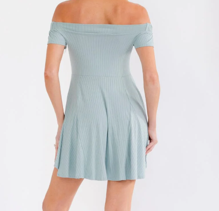 WOMEN'S OFF SHOULDER FIT & FLARE MINI DRESS